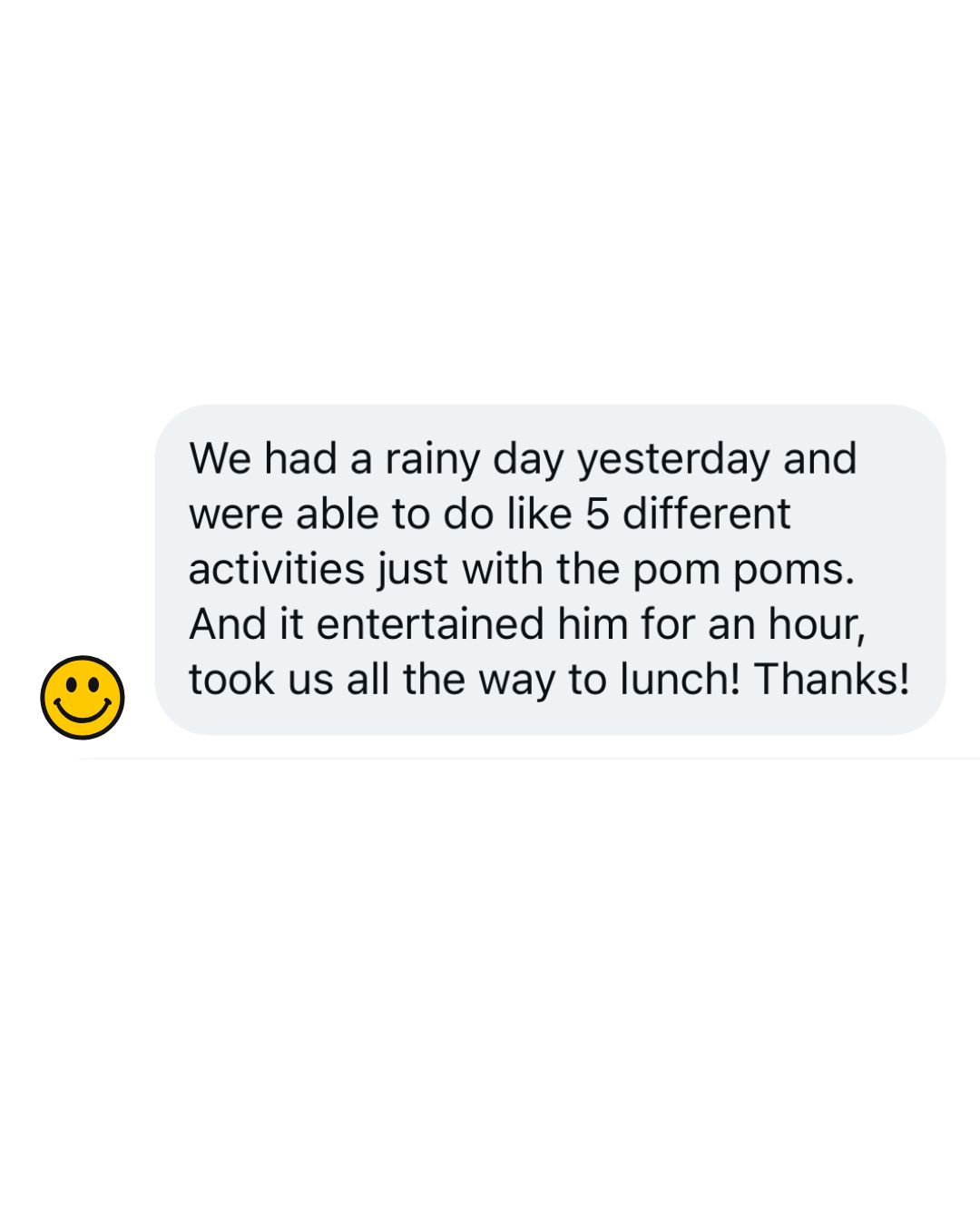 Instagram DM from a mom who used the 75 Activities Guide