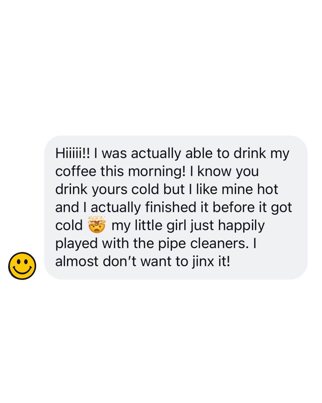 Instagram DM from a mom who used the Morning Coffee Guide